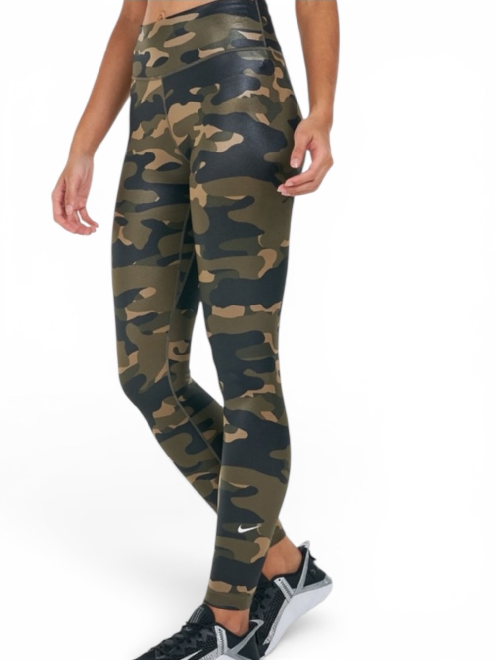 Nike Dri-FIT One Mid-Rise Camo Athletic Leggings In Olive Sheen - Size S